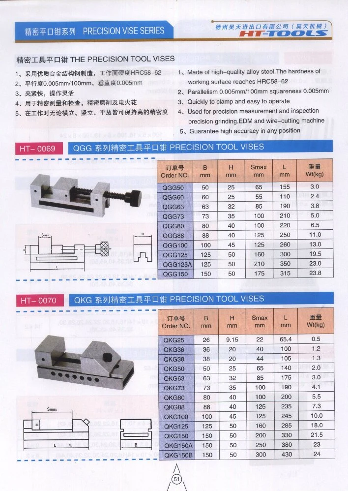 Qgg63 Qkg50 Qkg73 Qgg80 Precision Manual Bench Tool Vise Clamp Machine Vise